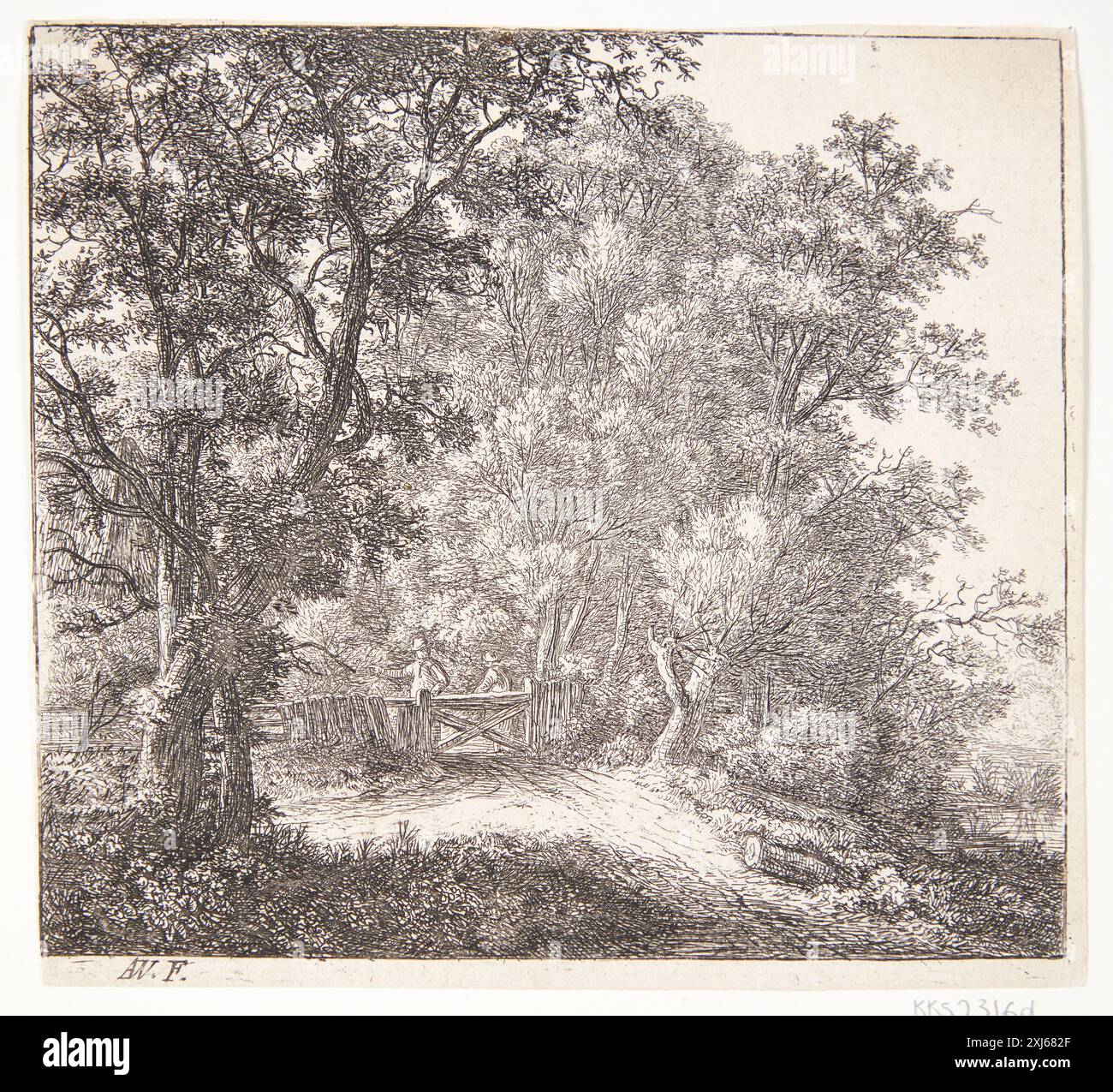 Etching by Anthonie Waterloo shows two men by a door, illustrating ...