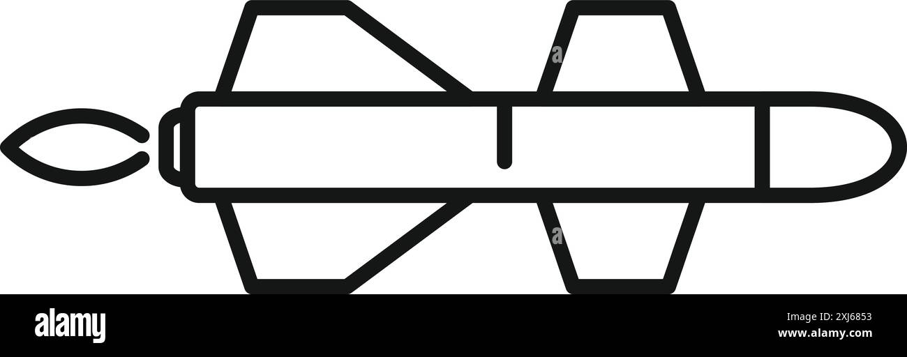 Simple line drawing of a military rocket flying through the air with ...