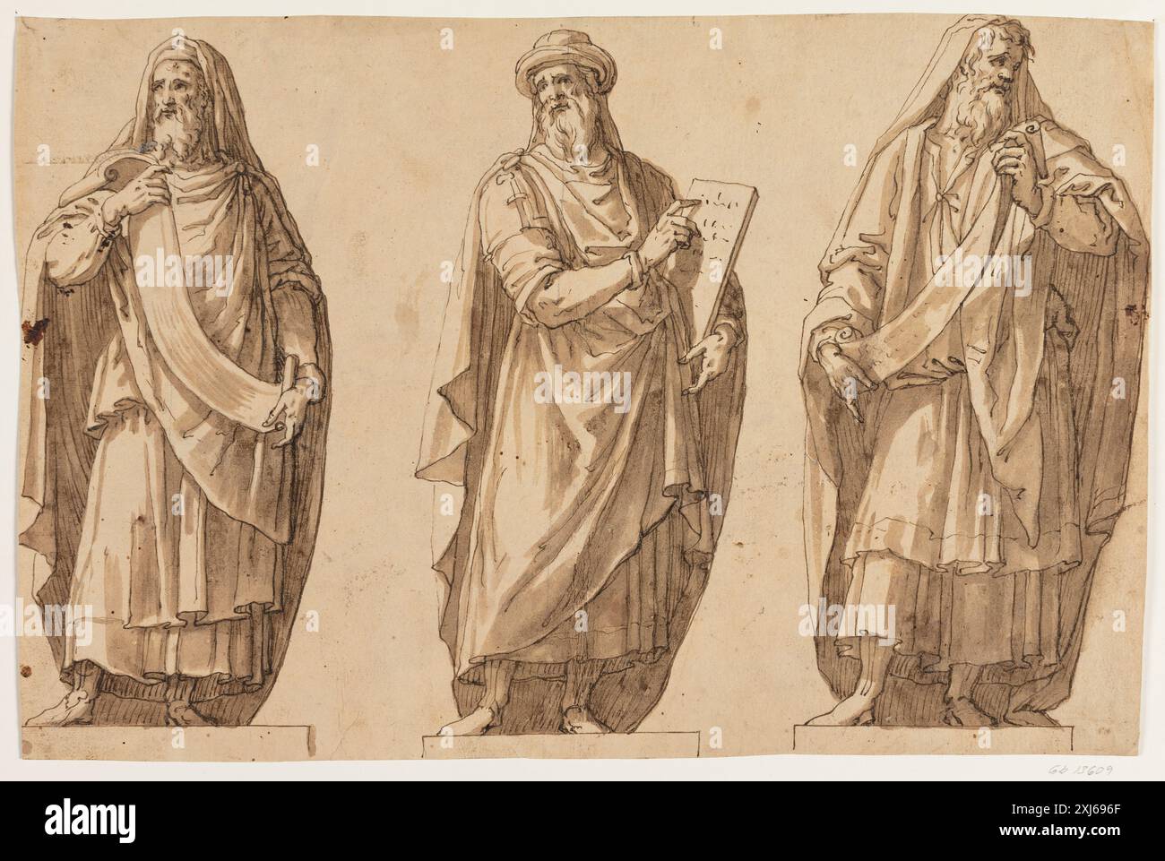 Prophets Drawing Abstract Drawing by Giovanni Battista Trotti depicting three prophets, created ...