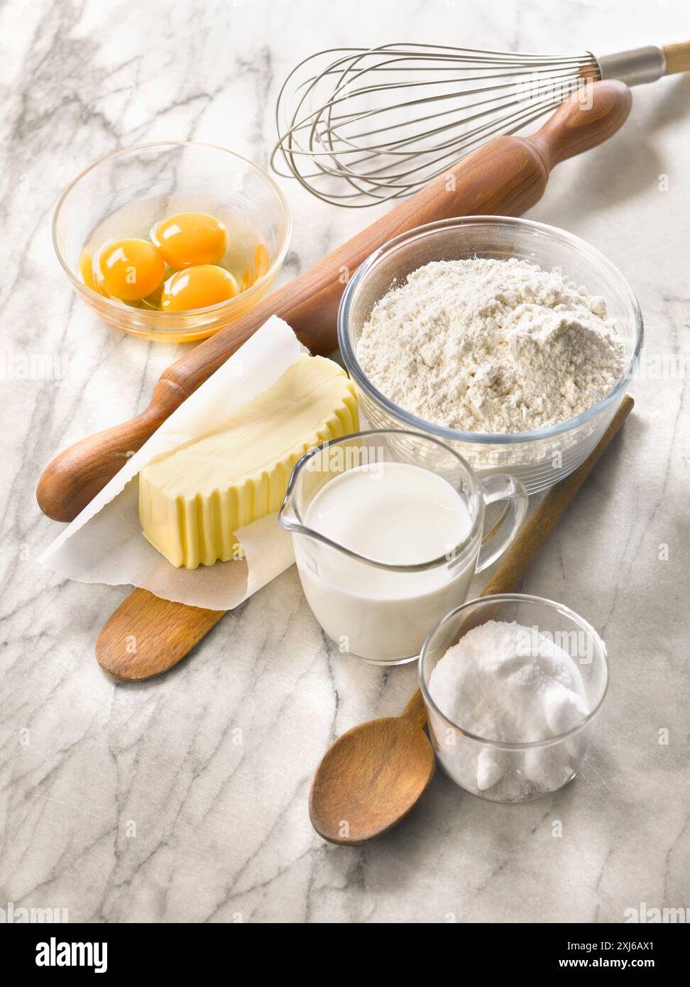 Composition with ingredients for pastries Stock Photo - Alamy