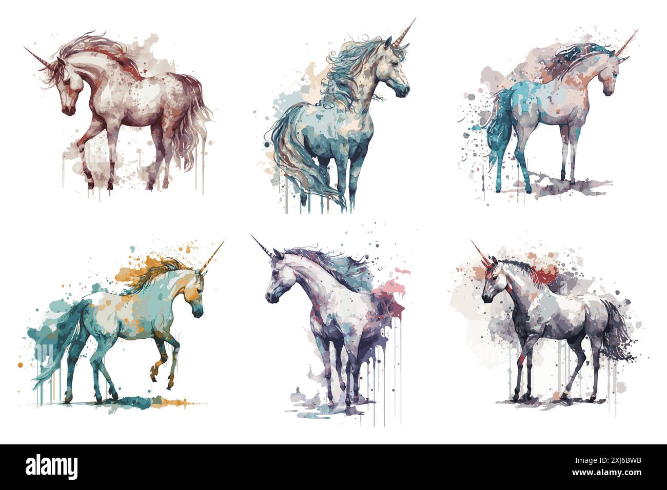 Watercolor Unicorn Vector Illustration Stock Vector Image & Art - Alamy