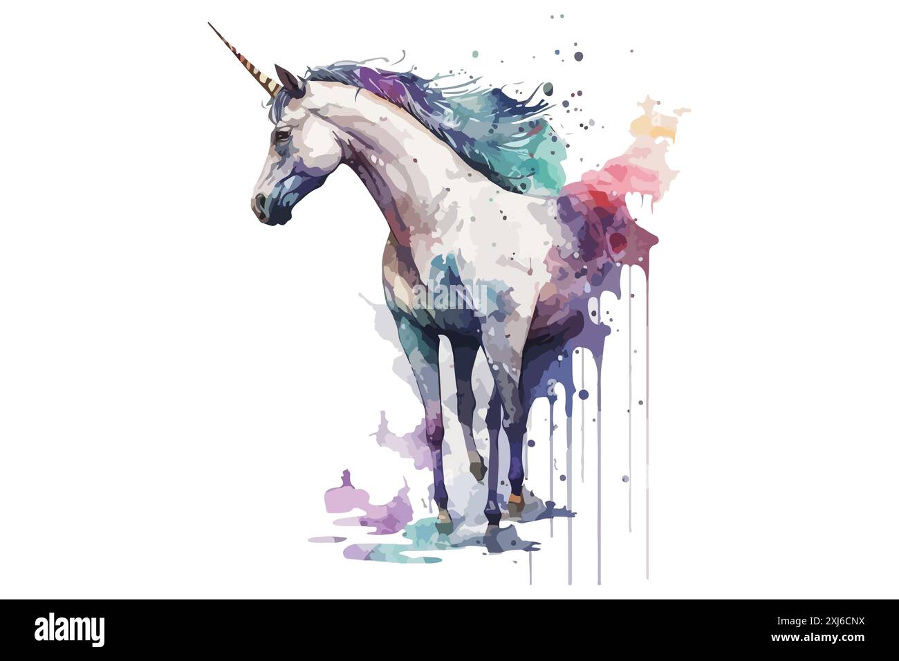 Watercolor Unicorn Vector Illustration Stock Vector Image & Art - Alamy