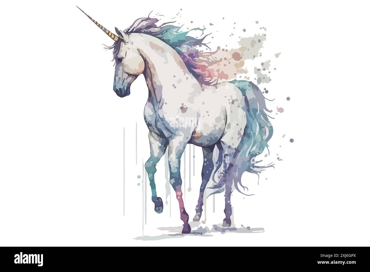 Watercolor Unicorn Vector Illustration Stock Vector Image & Art - Alamy
