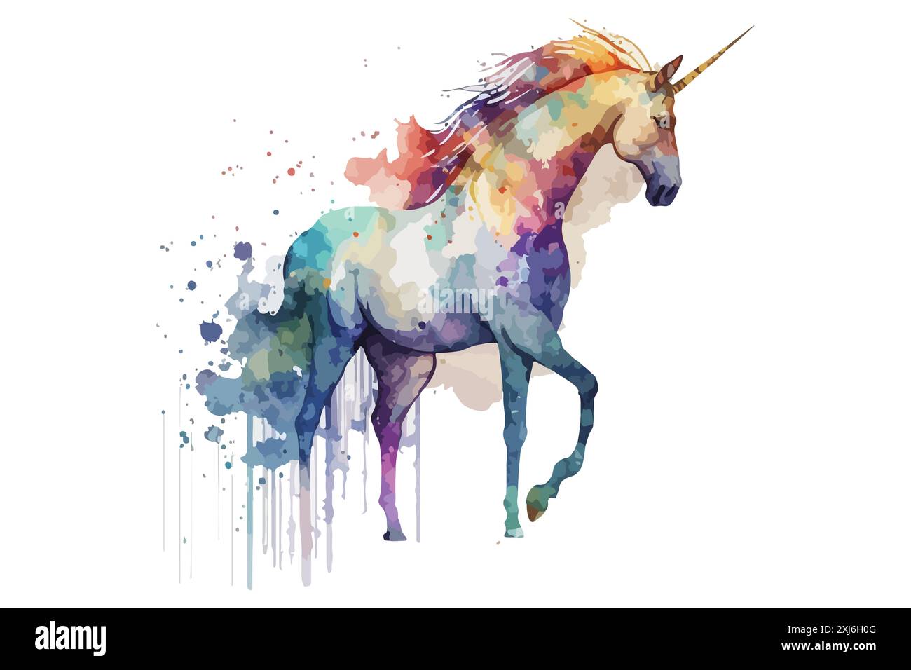 Watercolor Unicorn Vector Illustration Stock Vector Image & Art - Alamy