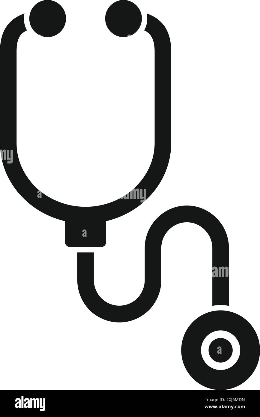Black and white icon of a stethoscope, representing healthcare and ...