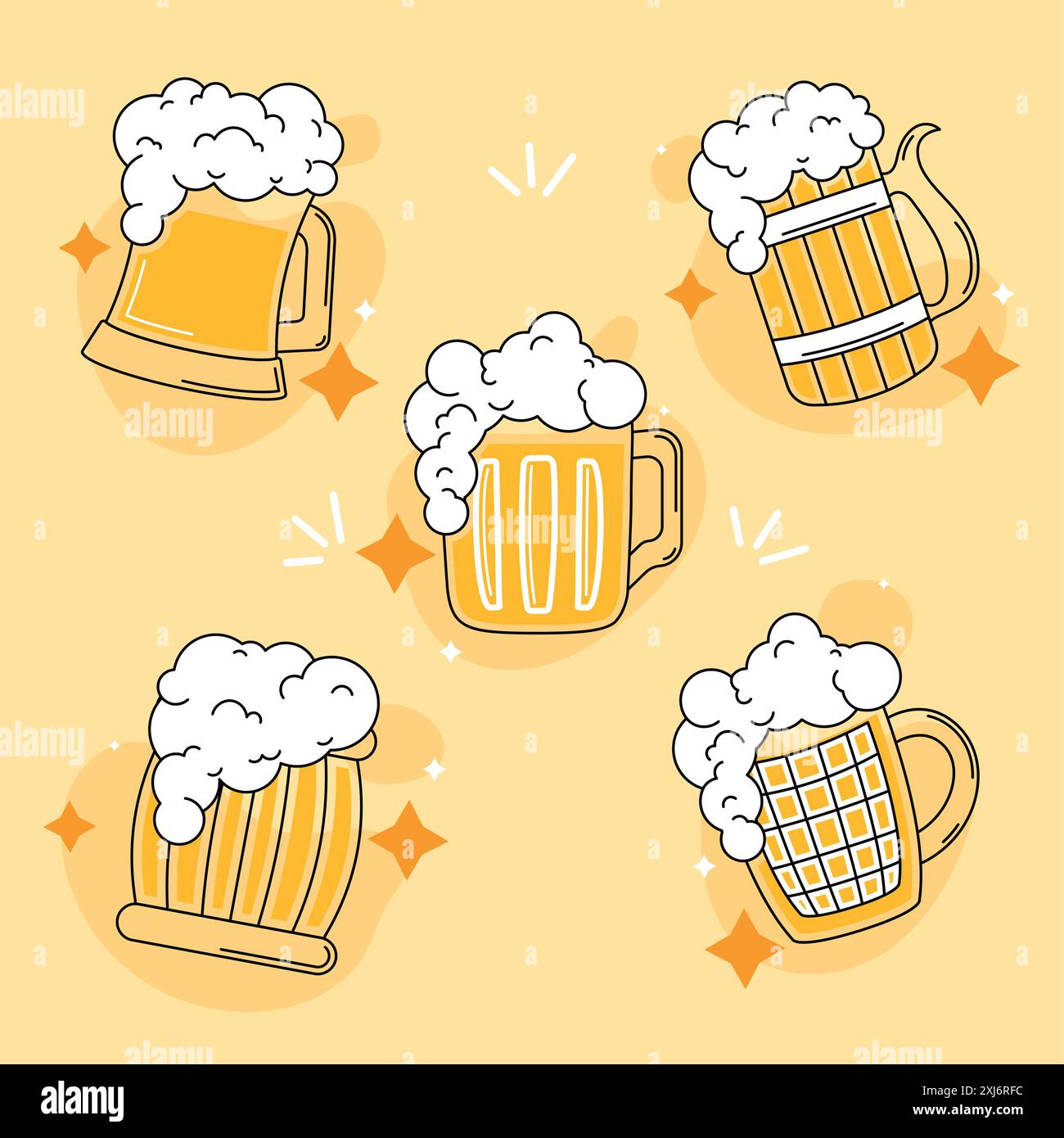 Colored beers sketches Icon set Vector illustration Stock Vector Image ...