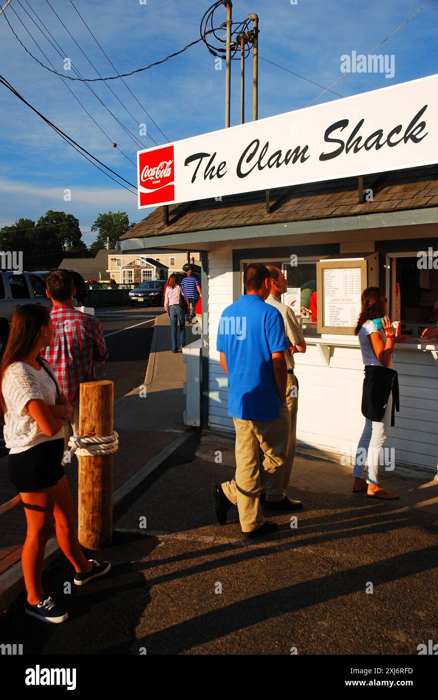 Folks line up at a clam shack in Kennebunkport, Maine Stock Photo - Alamy