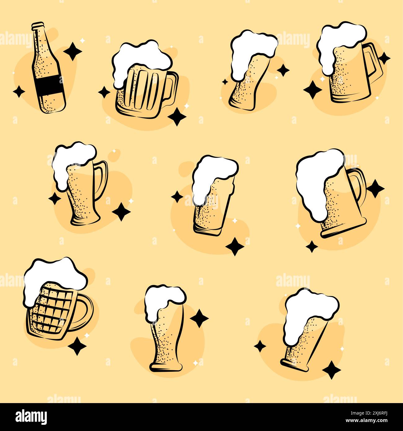 Vintage beers sketches Icon set Vector illustration Stock Vector Image ...
