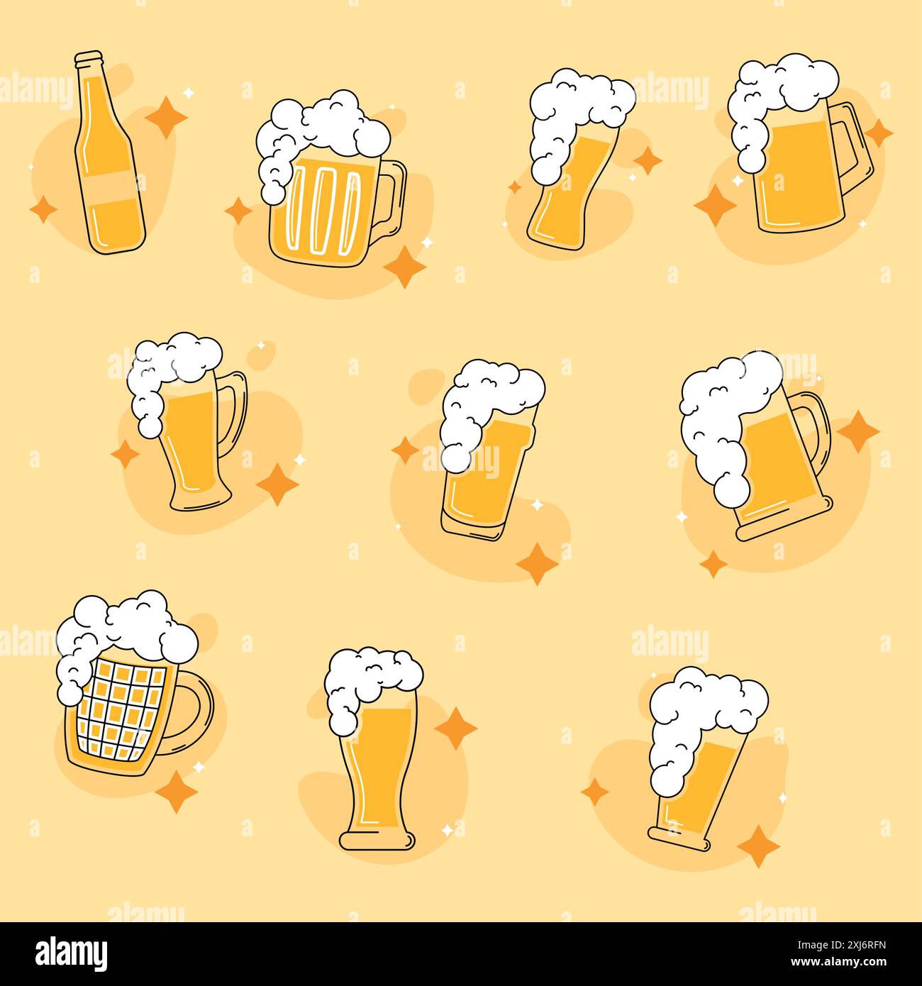 Colored beers sketches Icon set Vector illustration Stock Vector Image ...
