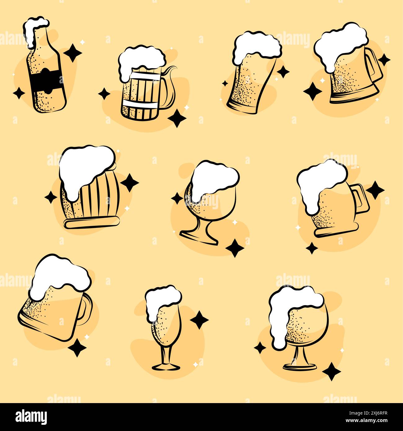 Vintage beers sketches Icon set Vector illustration Stock Vector Image ...