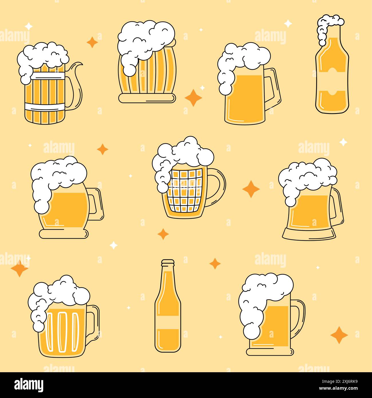 Colored beers sketches Icon set Vector illustration Stock Vector Image ...