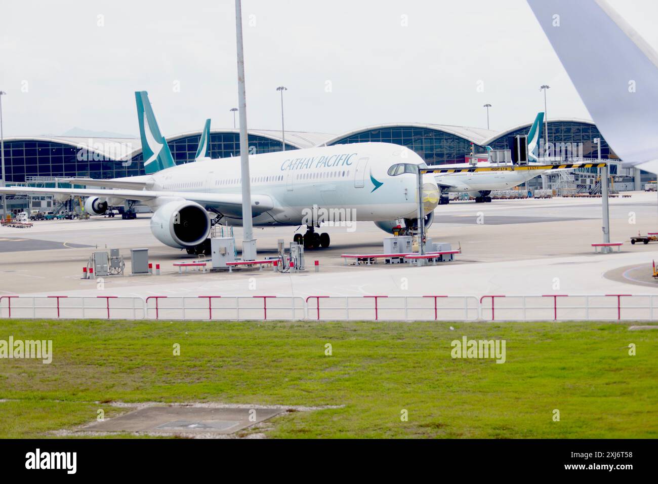 Hong Kong - May 10 2024: the Cathay Pacific airline park in Hong Kong international airport. it is one of local airline brand in Hong Kong Stock Photo