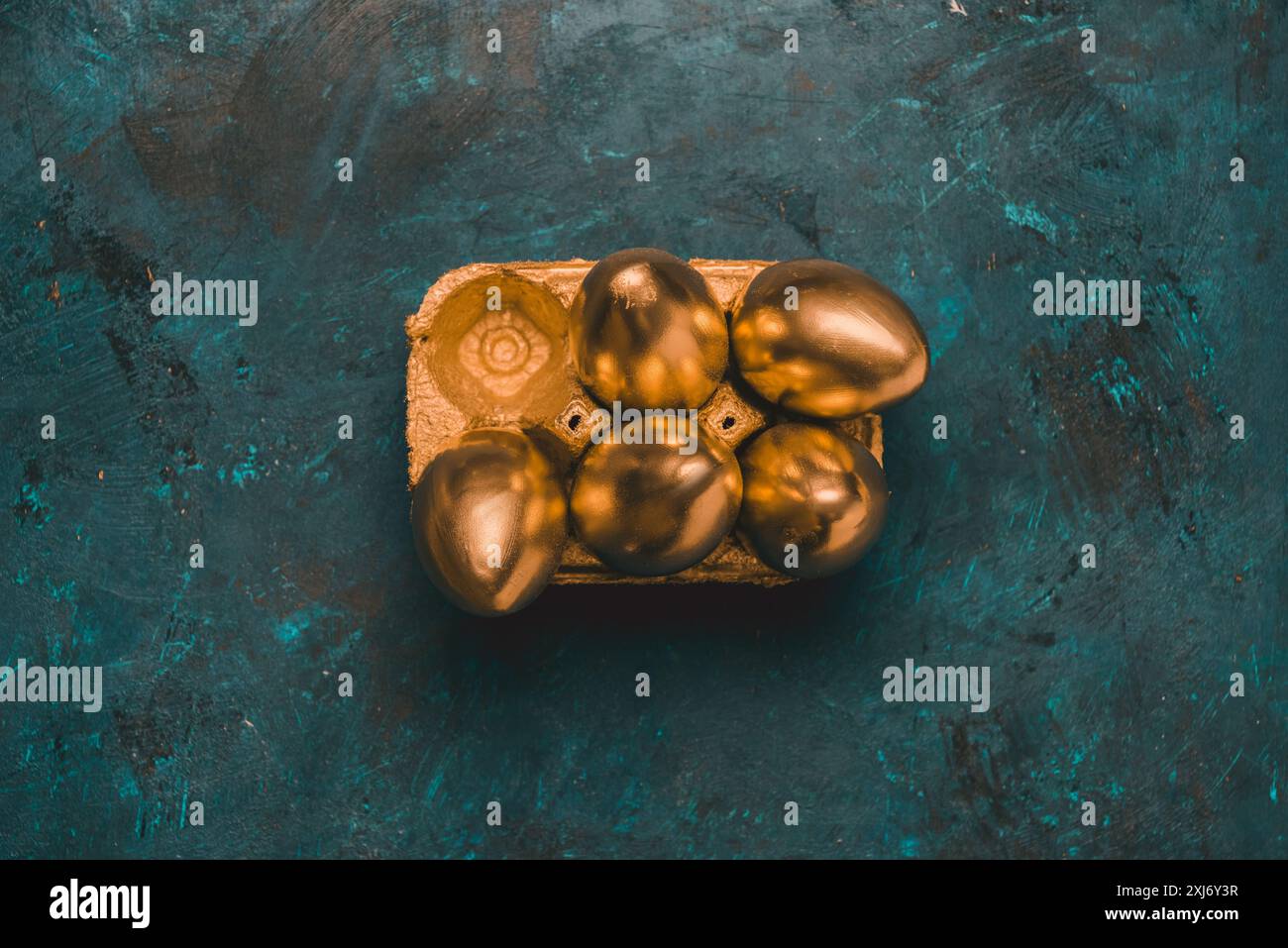 Easter golden eggs Stock Photo
