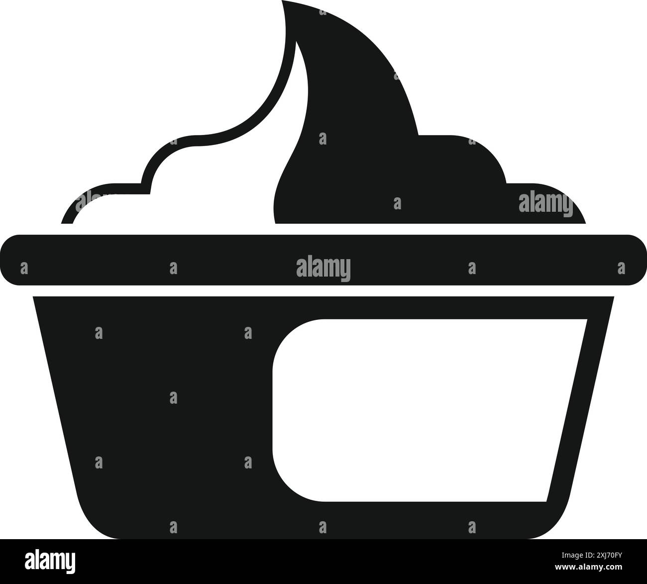 Black and white icon of a plastic container full of cream cheese Stock ...