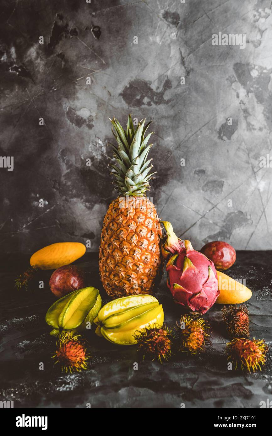 carambolas and rambutans Stock Photo