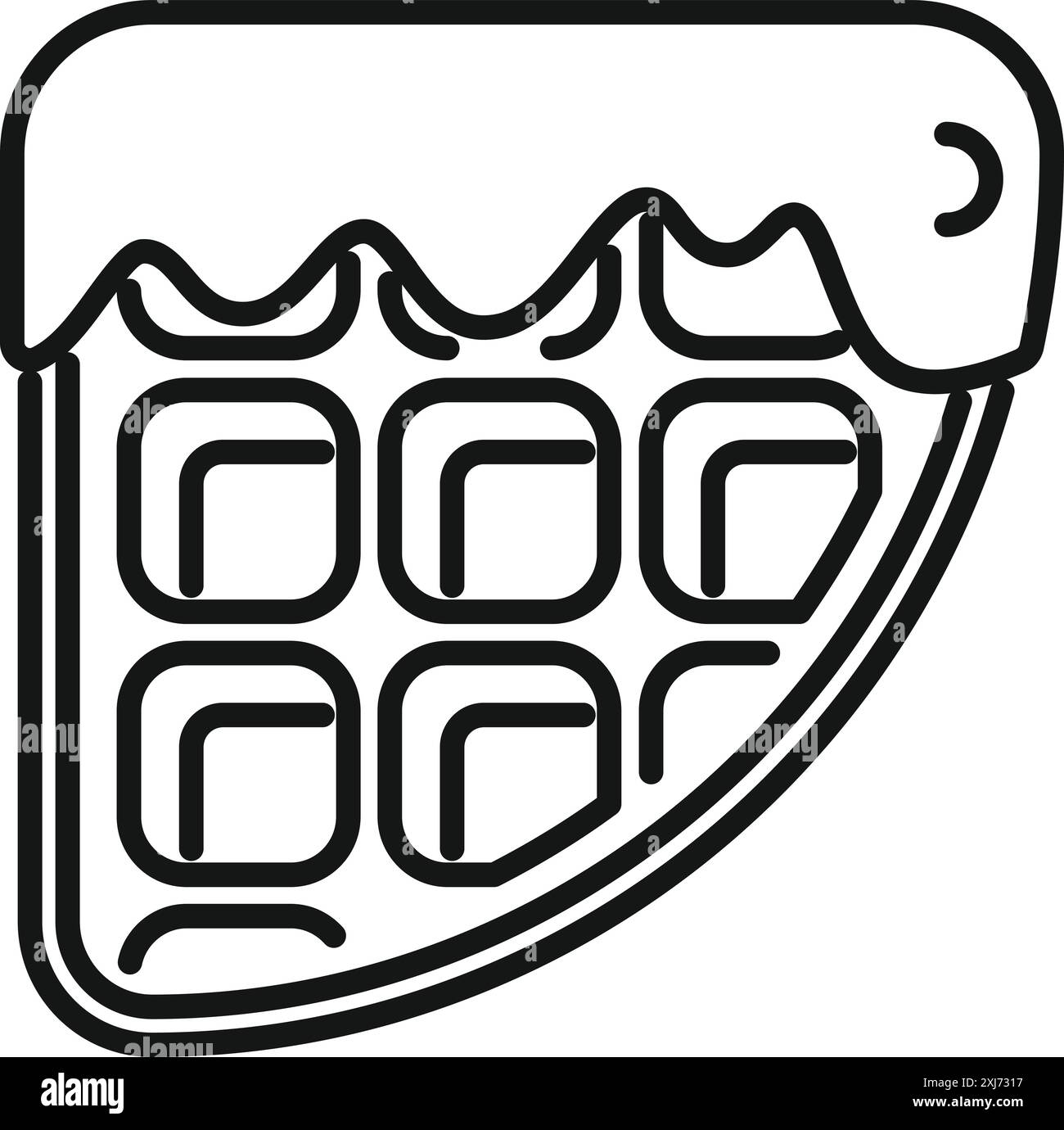 Simple, single color icon of a waffle with syrup Stock Vector