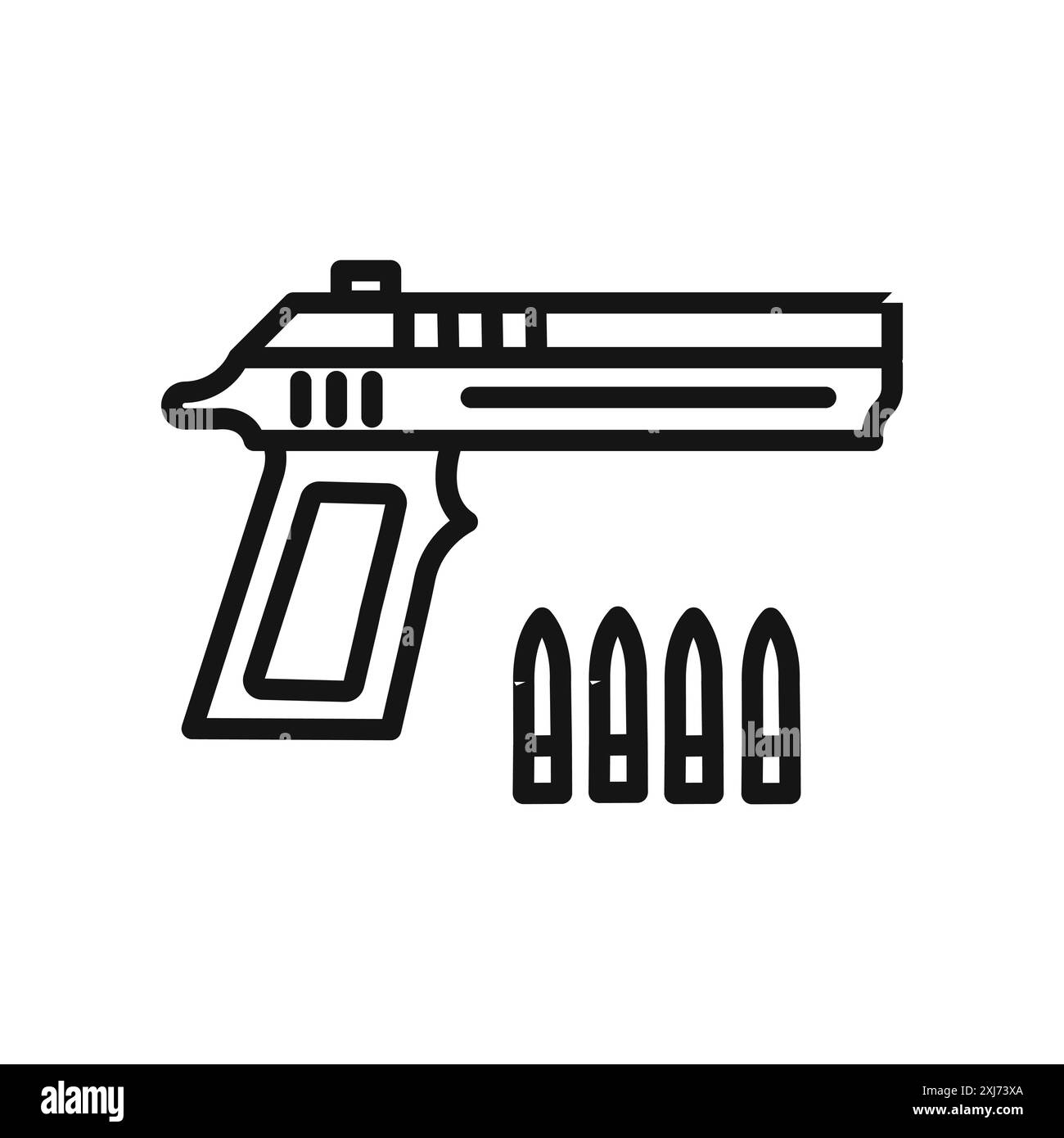 Gun with ammunition icon vector line logo mark or symbol set collection ...