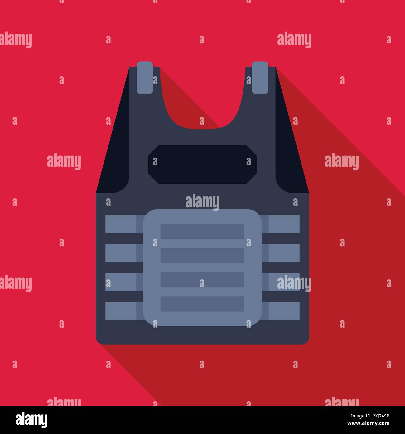 Bulletproof vest providing protection on red background Stock Vector