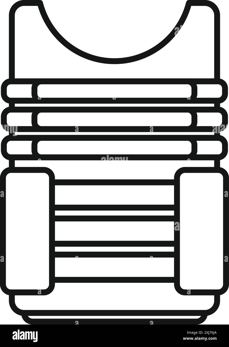 Black outline icon of a bulletproof vest worn for safety and security ...