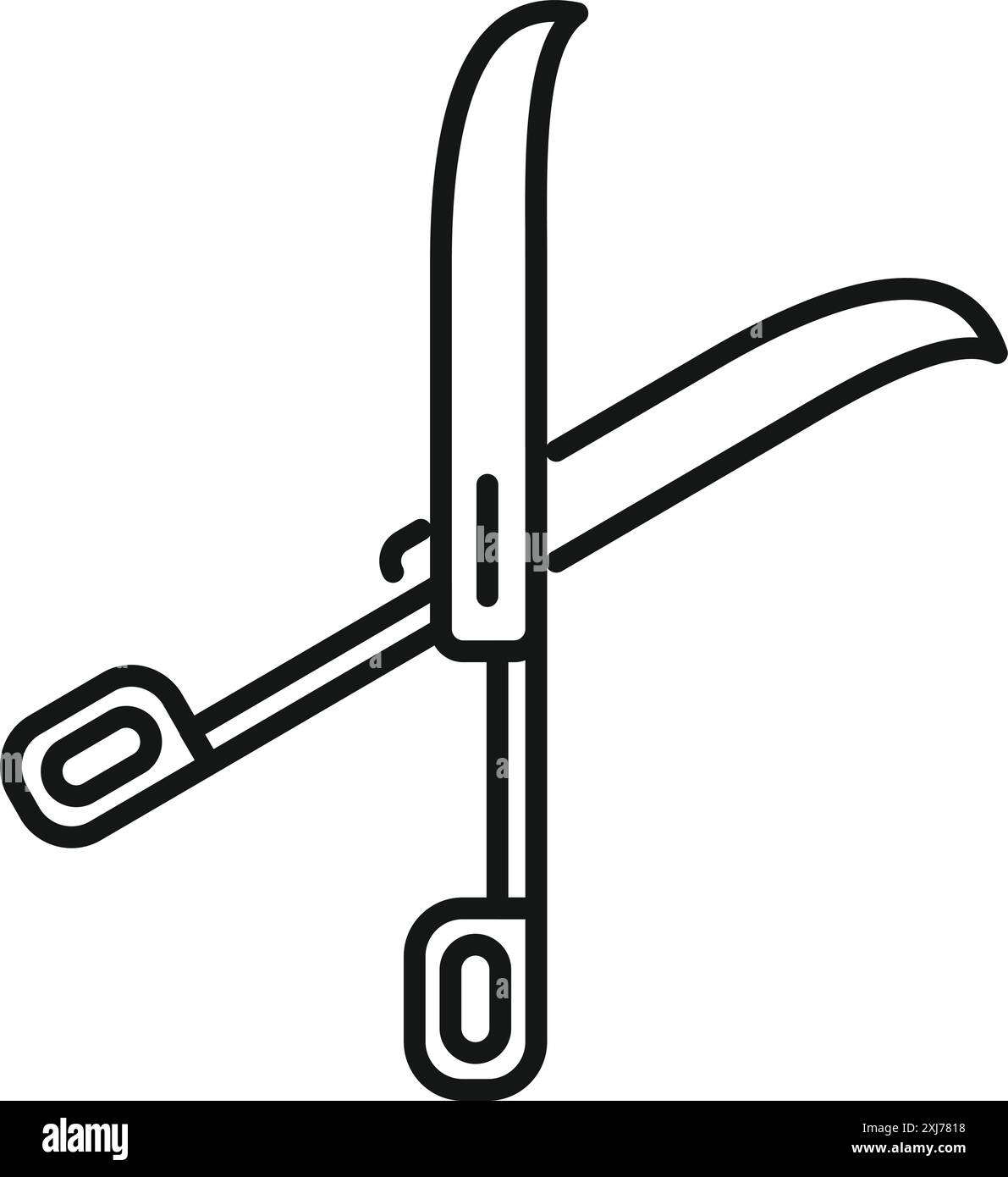 Gardening scissors cutting branches icon thin line style Stock Vector