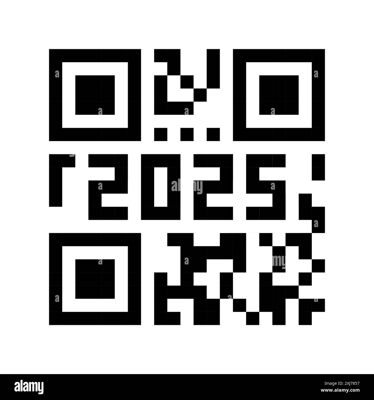 QR code 2025 number. New Year barcode concept design template. Vector