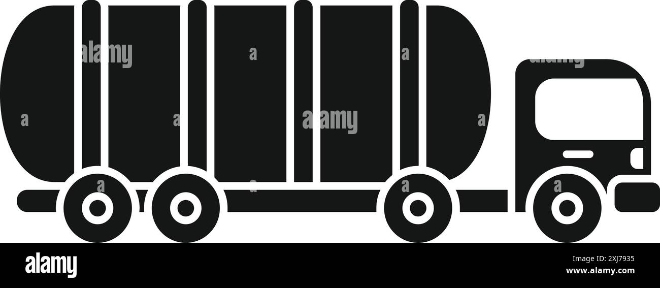 Simple black glyph icon for a tank truck delivering petroleum products ...