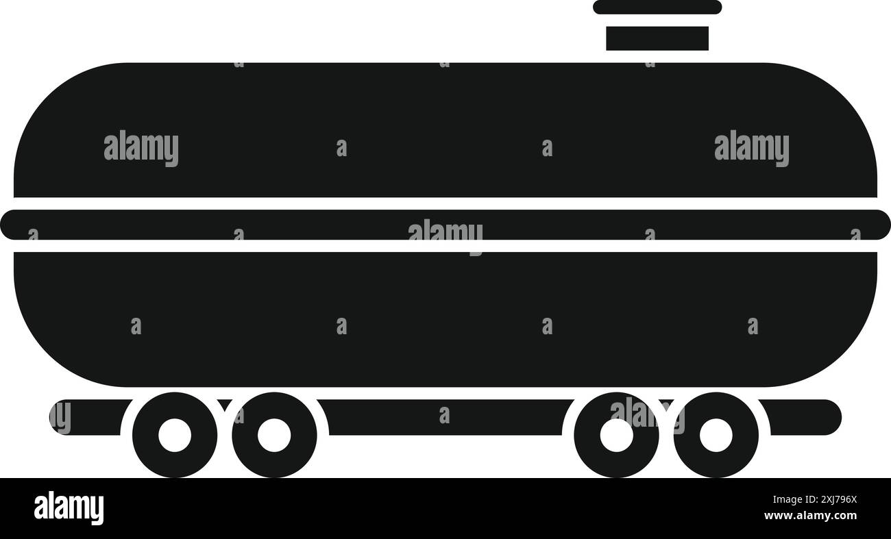 Black and white icon of a train tank wagon transporting oil or gas ...