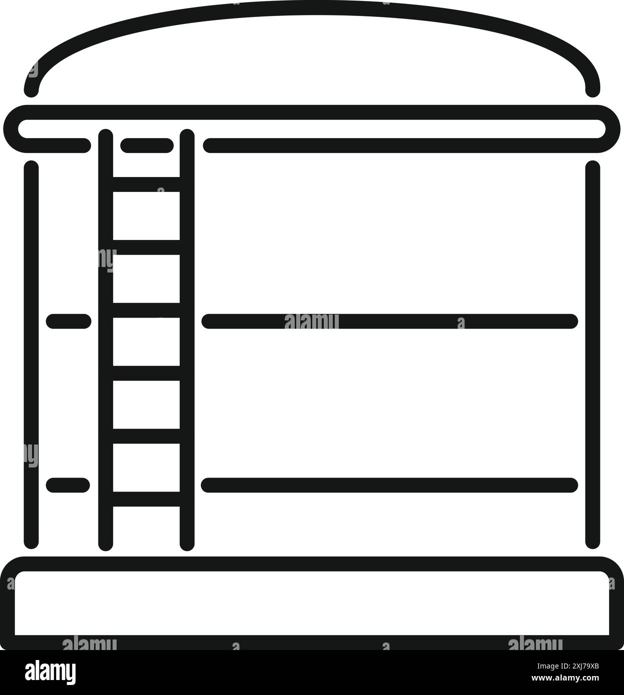 Line drawing of a large industrial water tank with a ladder, perfect for concepts of storage or water treatment Stock Vector