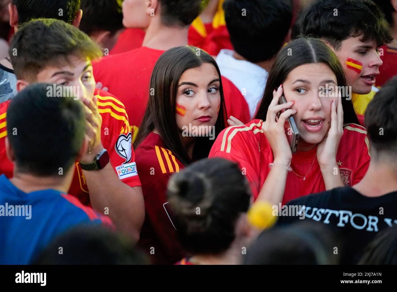 Spain Fans Madrid, Spain. 15th July, 2024. Spanish fans seen during the ...