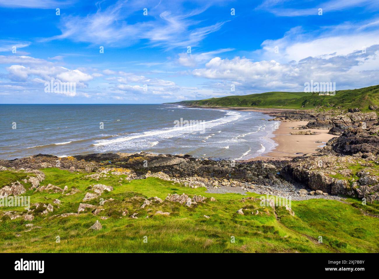 Knock Bay, Killantringan, Dumfries and Galloway, Scotland - the beautiful beach, completely deserted. Stock Photo