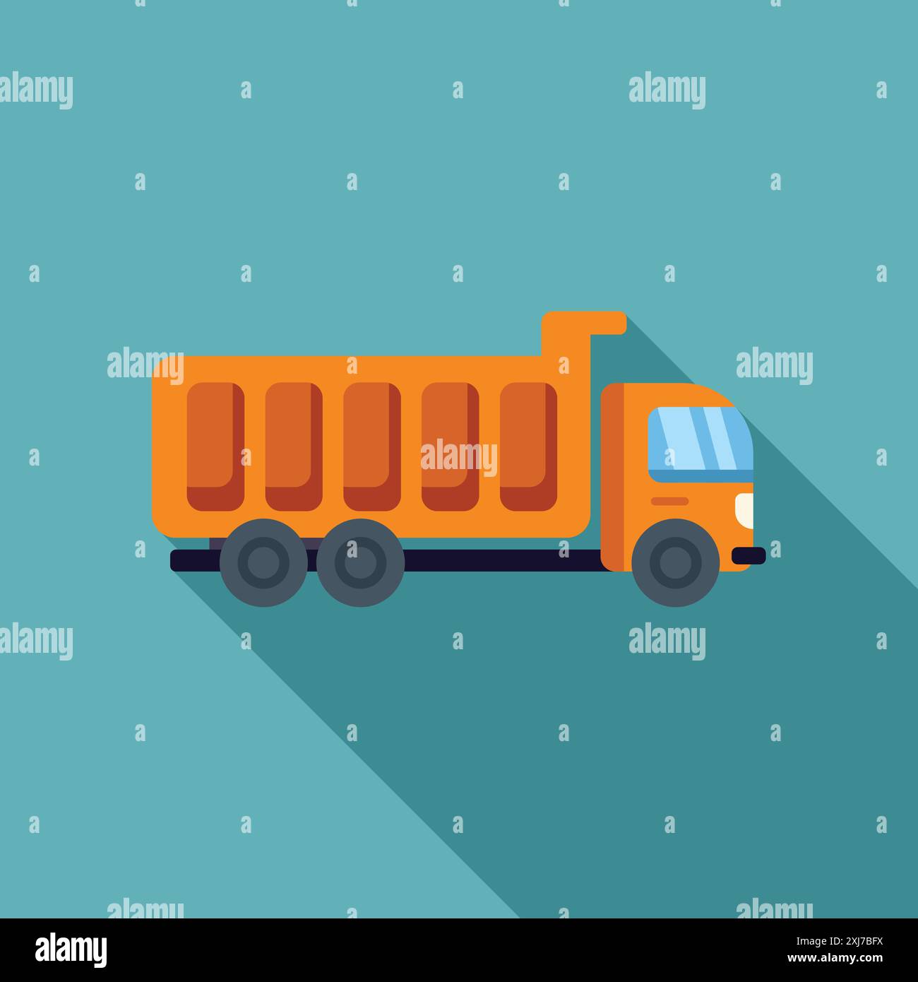 Orange tipper truck carrying building materials for construction site ...