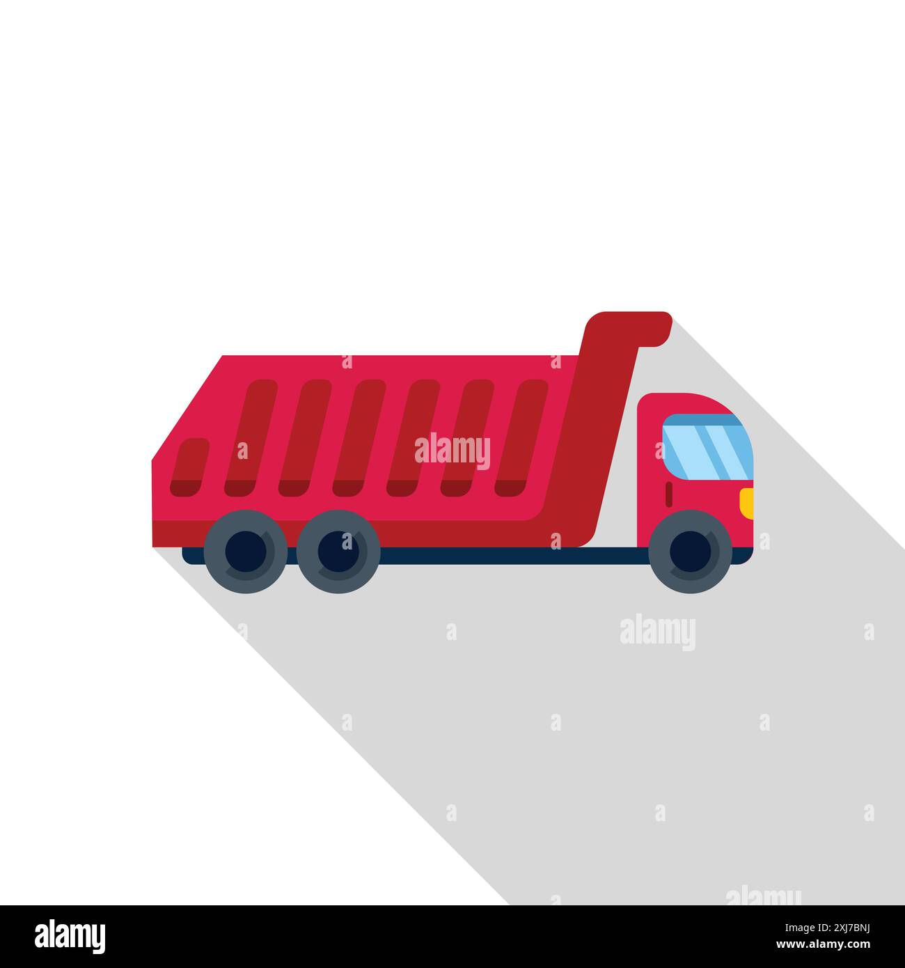 Red tipper lorry truck transporting building materials on a ...