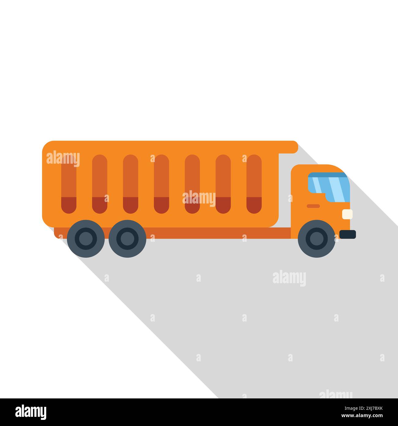 Orange tipper truck transporting building materials on a construction ...