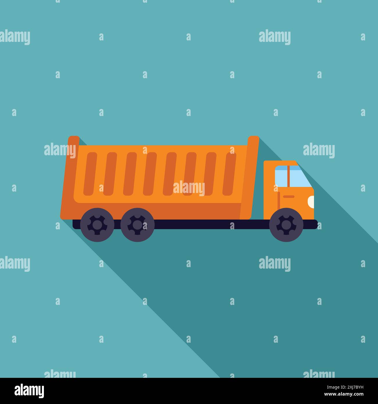 Orange dump truck transporting building materials on a construction ...
