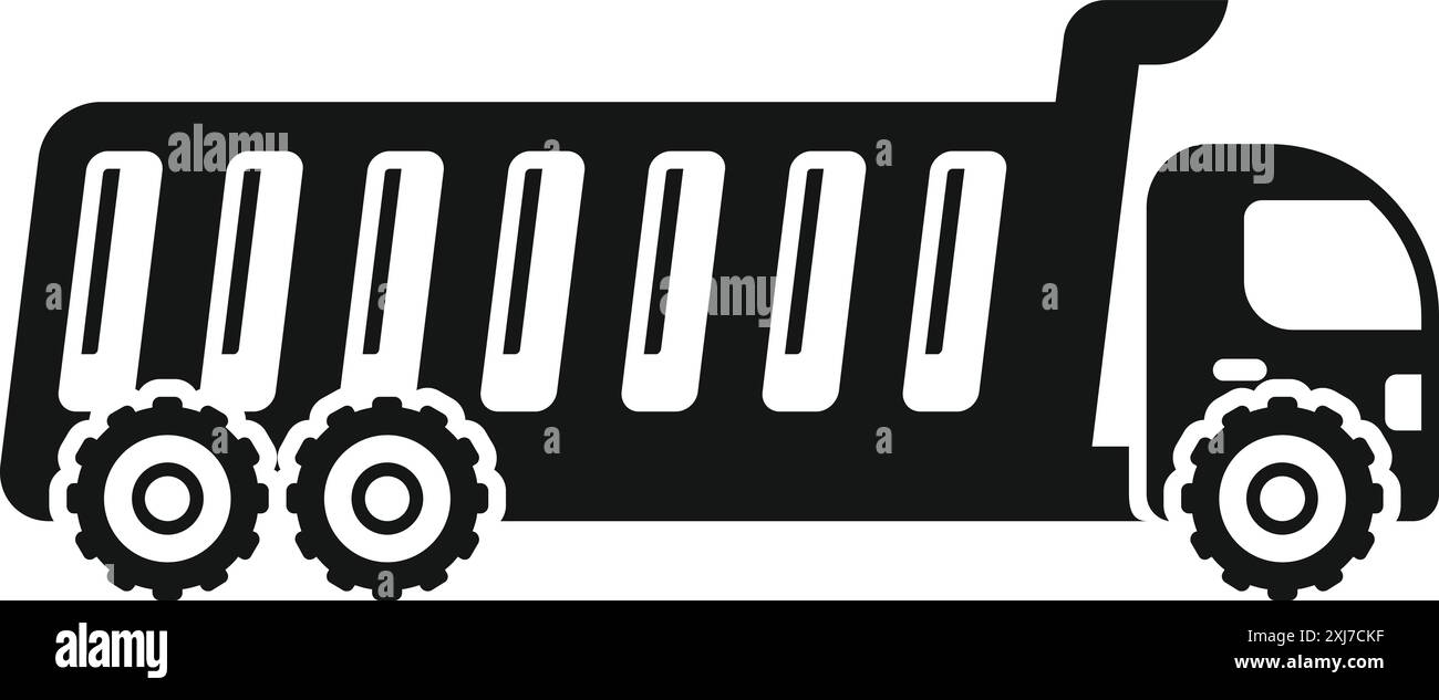 Black silhouette of a tipper truck carrying building materials Stock ...