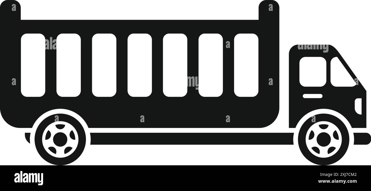 Simple black silhouette of a tipper lorry truck delivering building ...