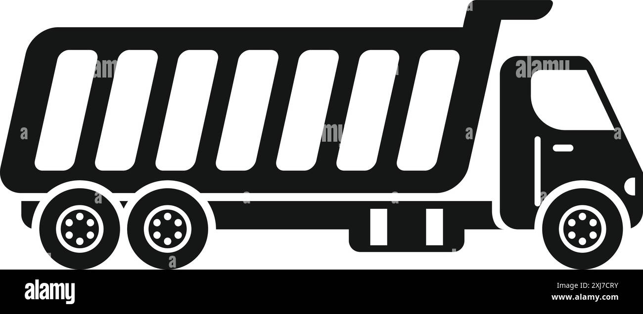 Black silhouette of a tipper lorry truck transporting building ...