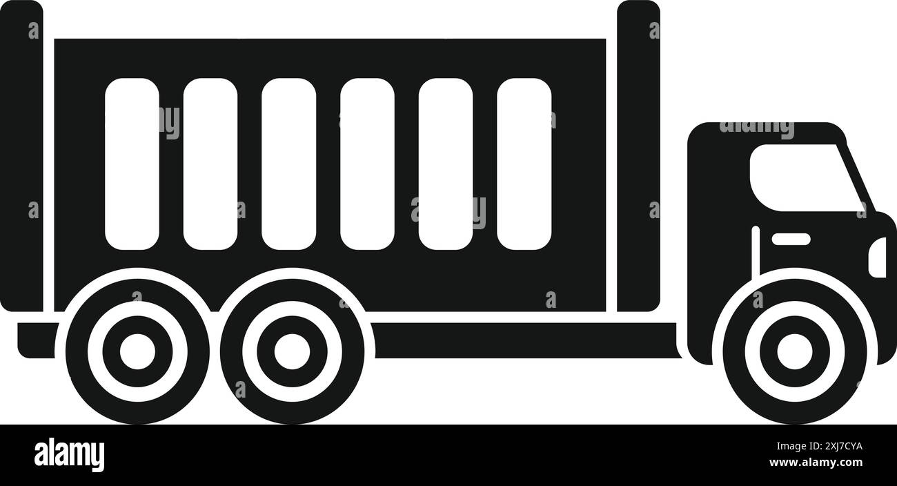 Black silhouette of a heavy industrial vehicle transporting building ...
