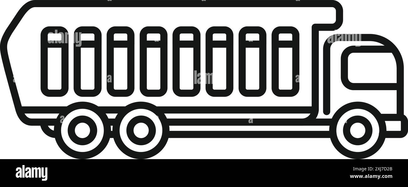 Simple icon of a big cargo dump truck carrying building materials on a ...