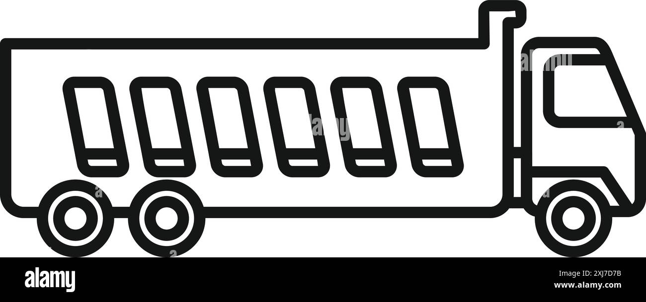 Simple icon of a tipper lorry carrying building materials on a ...