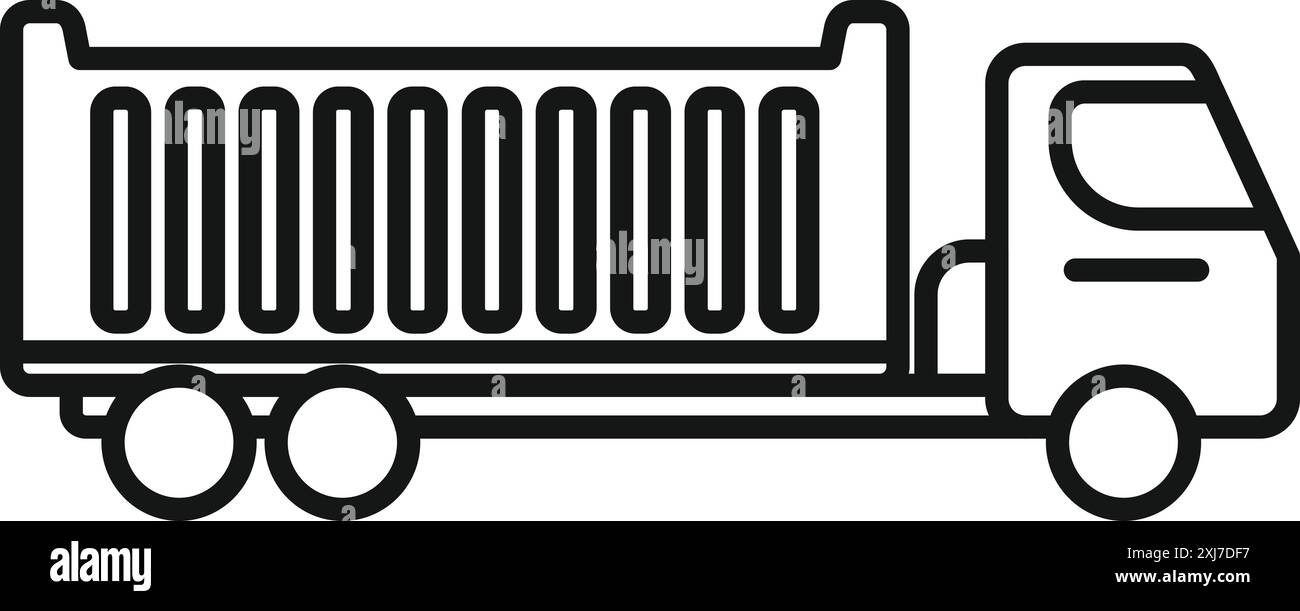 Simple icon of a tipper truck carrying building materials for ...
