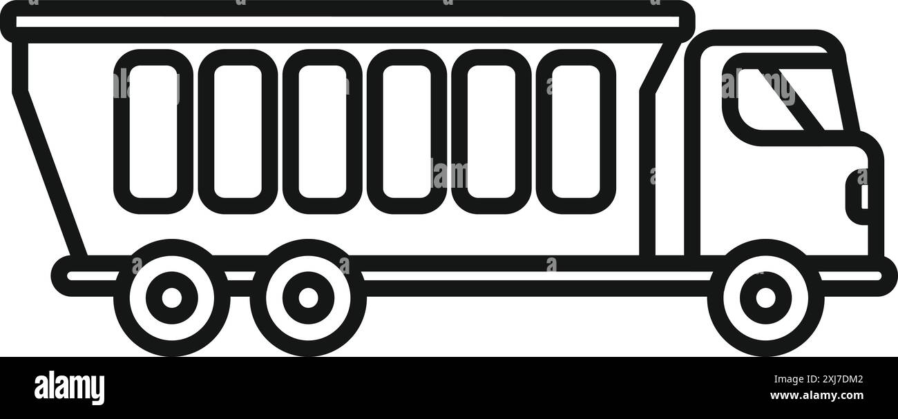 Simple line icon of a tipper truck carrying building materials ...