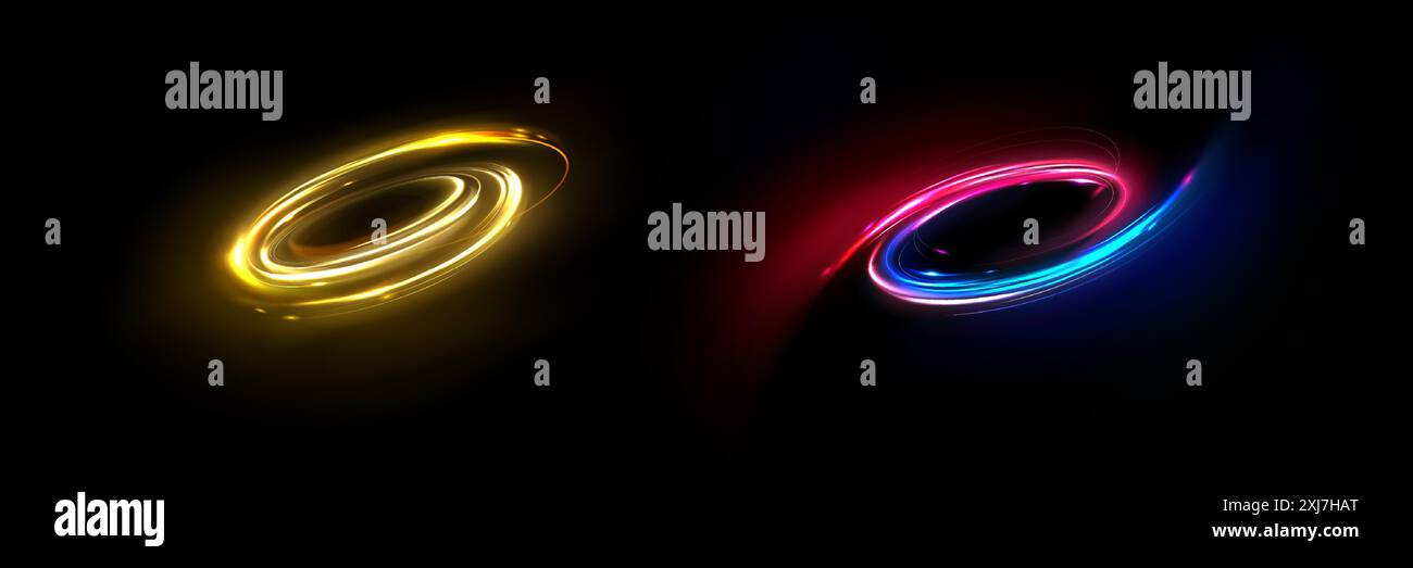 Abstract neon light swirls set isolated on black background. Vector ...
