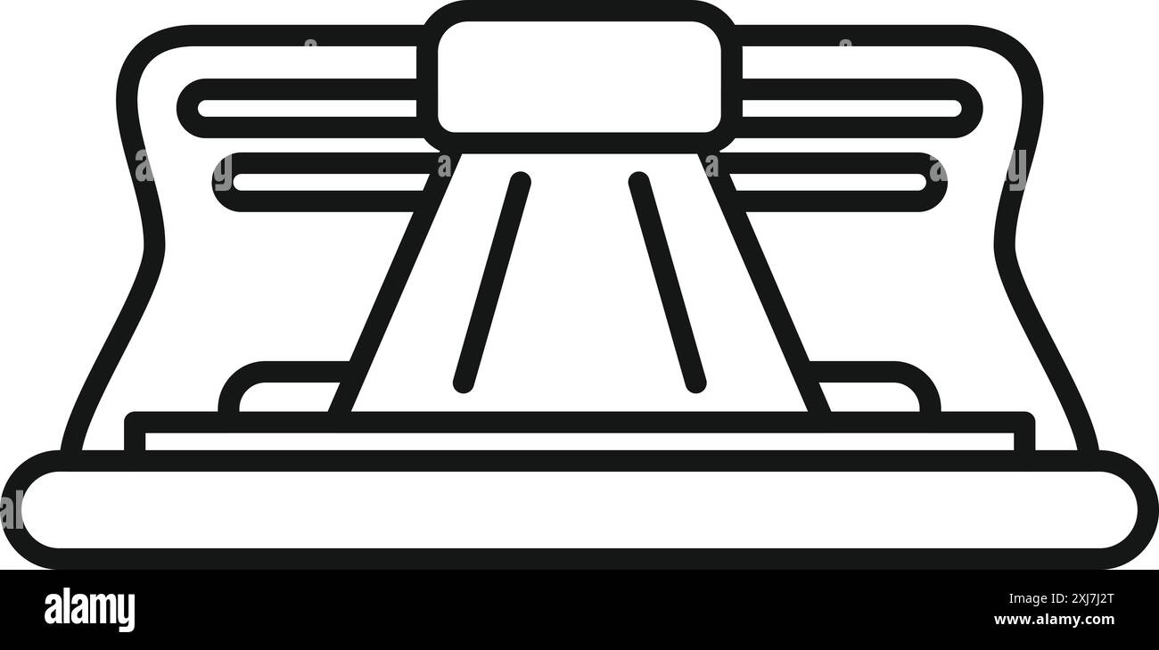 Line drawing of a solarium tanning bed emitting uv light for