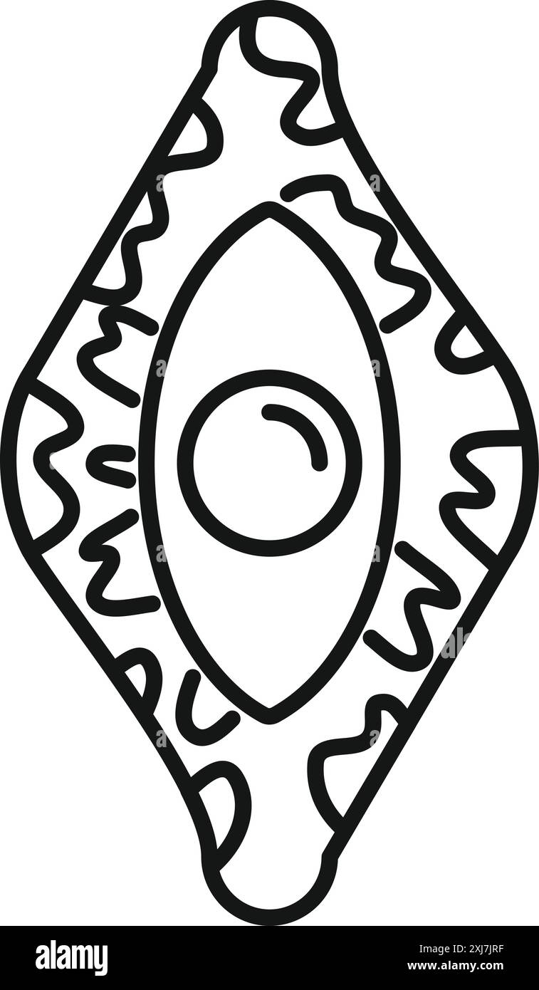 Line art icon of an eye with decorative elements around it, symbolizing the concept of big brother watching you Stock Vector