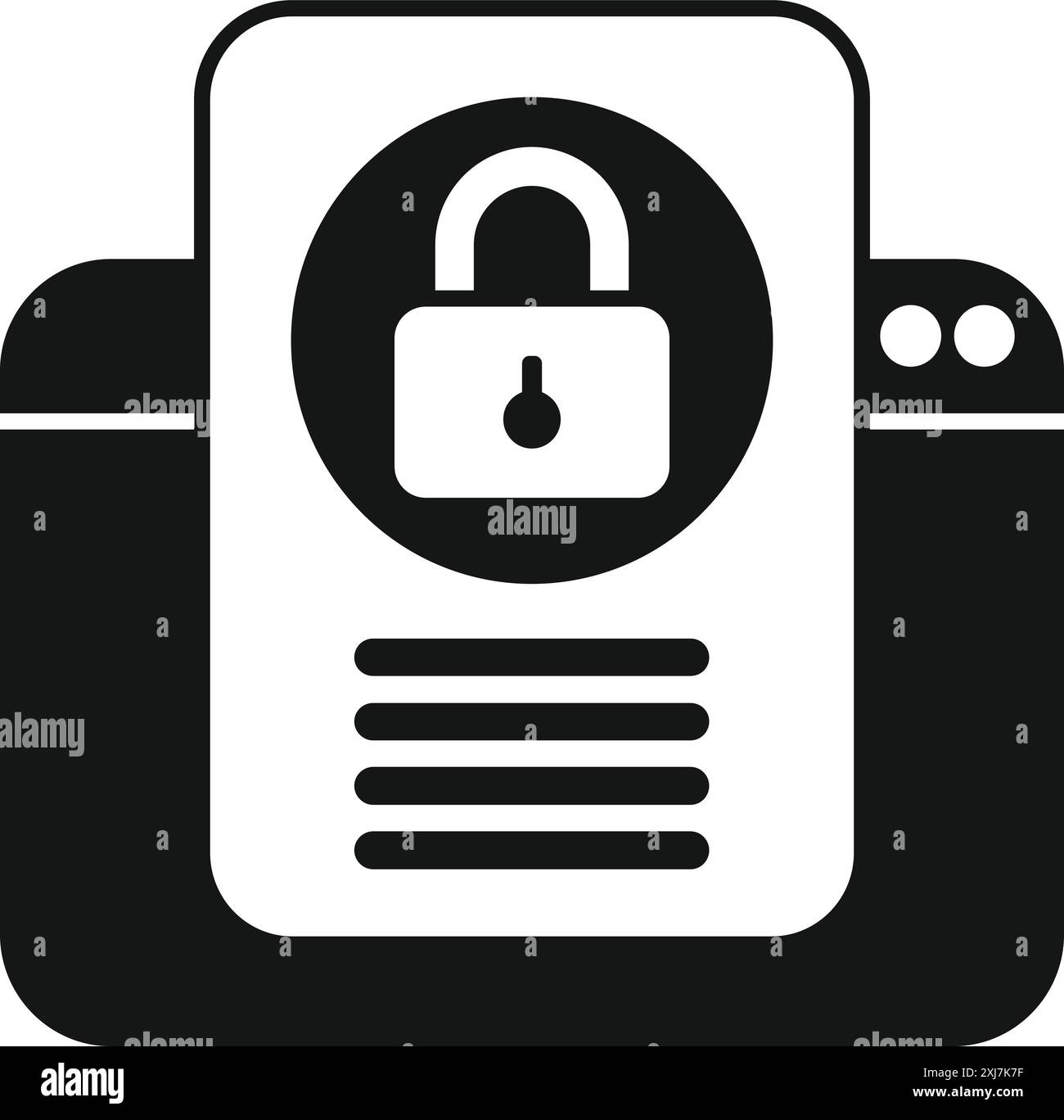 Simple black and white icon of a website with a padlock, representing ...
