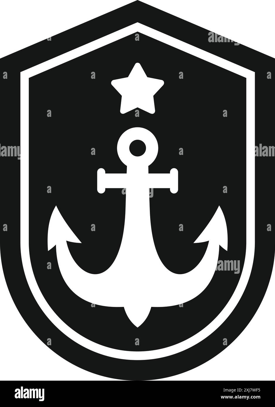Black and white logo featuring an anchor and a star on a shield Stock ...