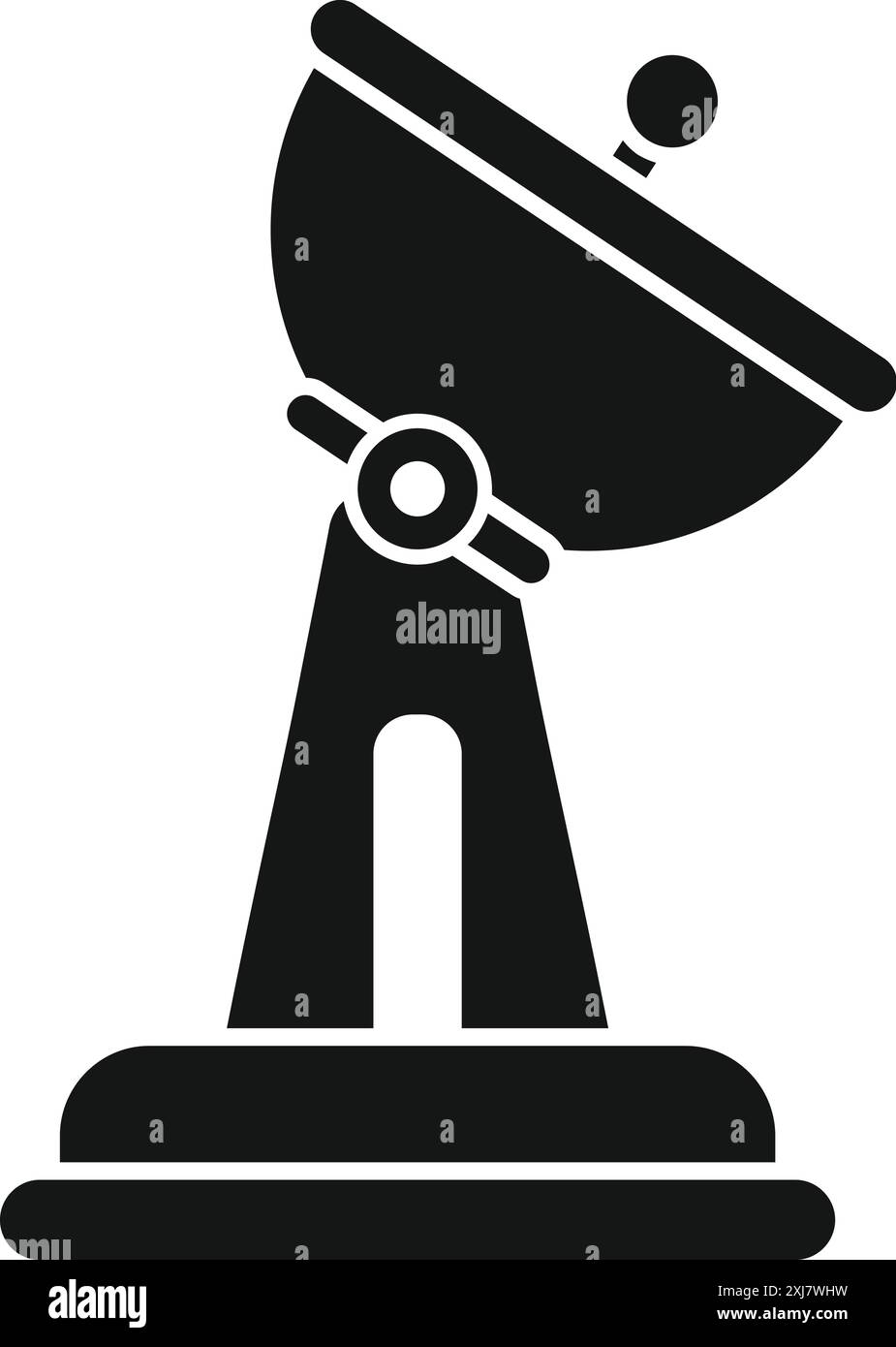 Large satellite dish is receiving signals for space exploration and communication Stock Vector