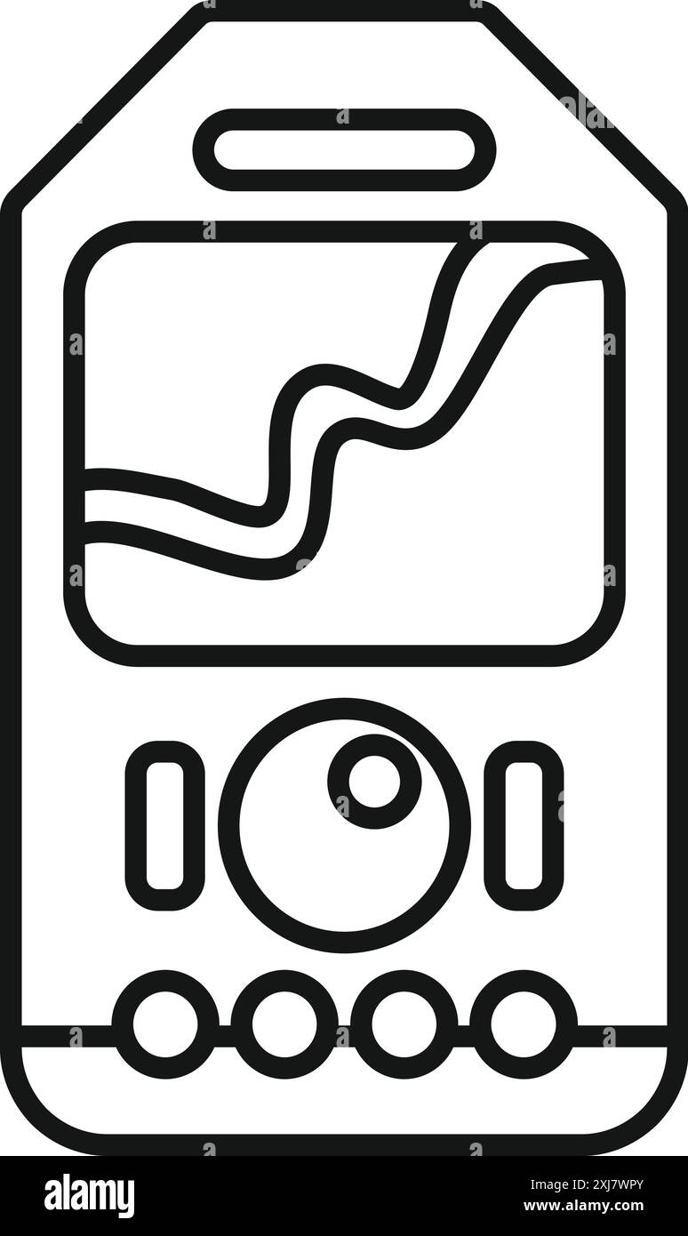 Echo sounder showing depth and bottom contour, simple style Stock Vector