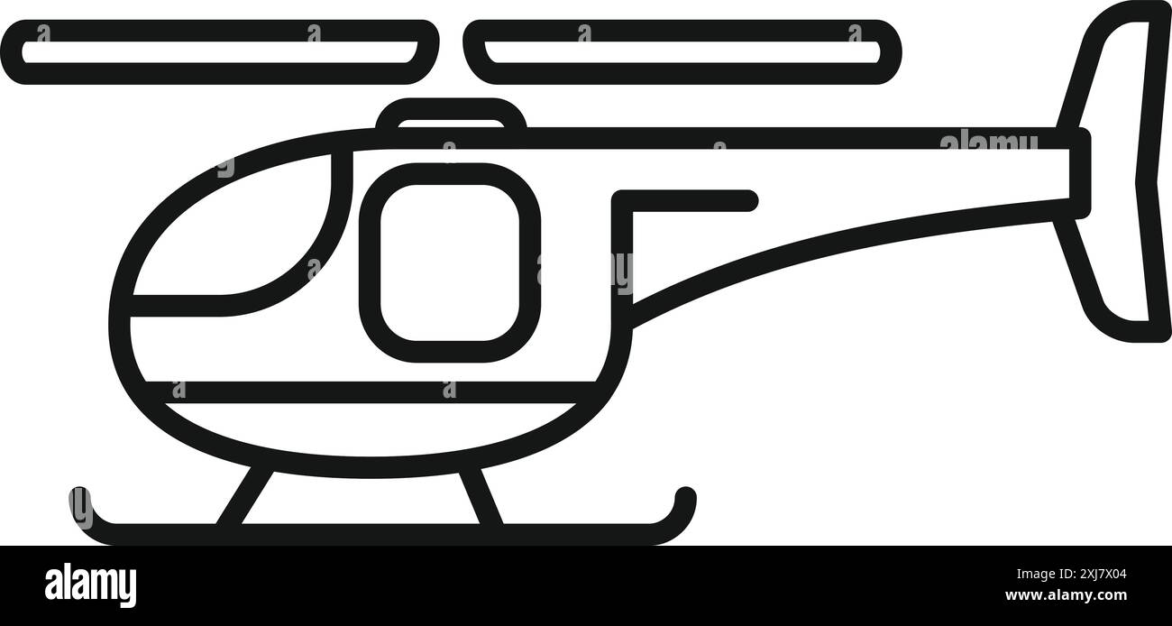 Minimalist line icon illustration of a helicopter landing on the ground ...